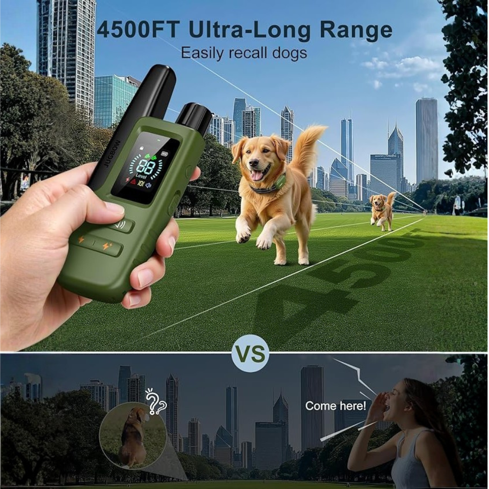 4500FT Ultra-Long Range Dog Training Collar with Remote, Waterproof Dog Shock Collar with 3 Modes (Beep, Vibrate, Shock) & LCD Display