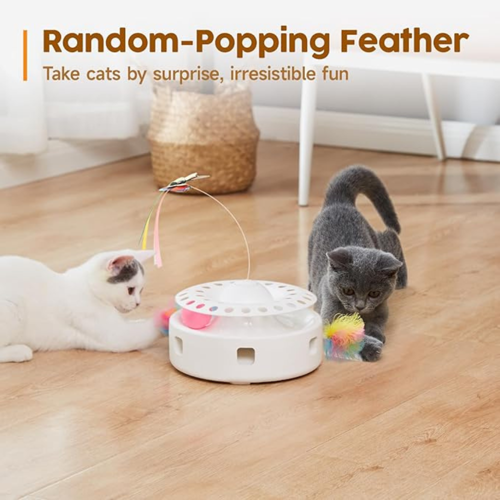 3-in-1 Interactive Automatic Cat Toy, Butterfly, Track Balls & Shooting Feather