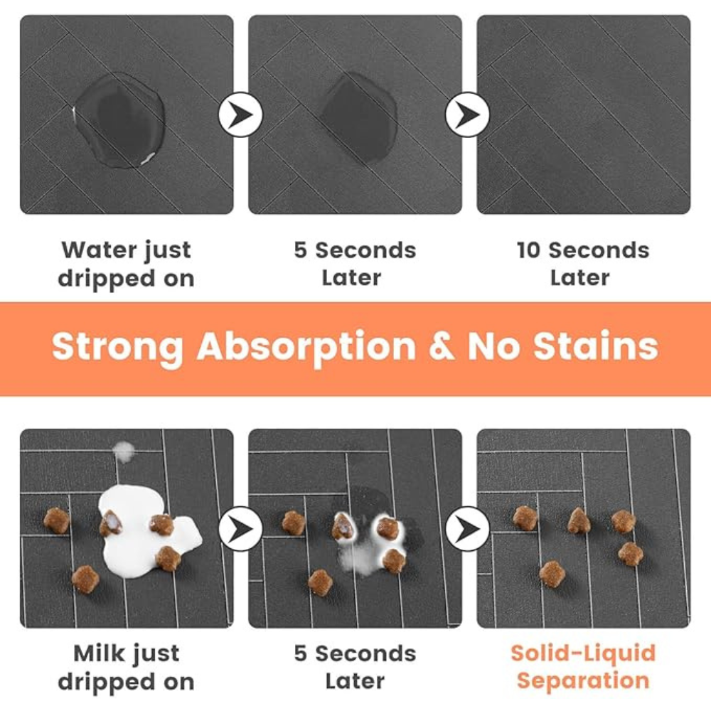 Waterproof Pet Feeding Mat, Non-Slip Silicone Dog Food Tray for Floors, Pet Mat for Food & Water Bowls, Wipe-able Floor Protector