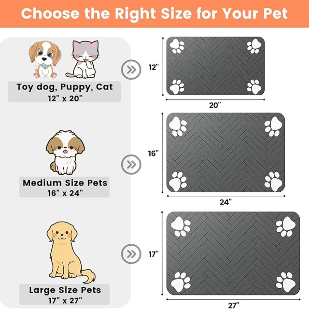 Waterproof Pet Feeding Mat, Non-Slip Silicone Dog Food Tray for Floors, Pet Mat for Food & Water Bowls, Wipe-able Floor Protector