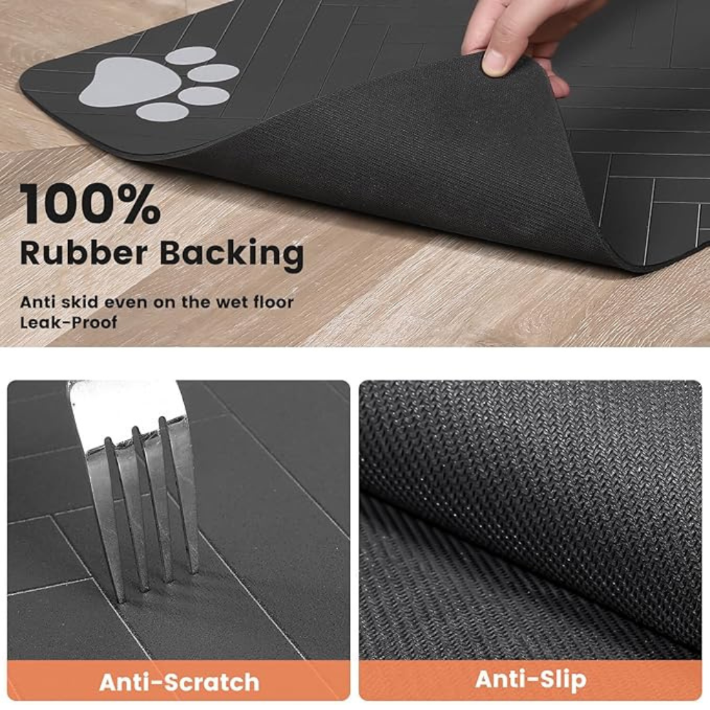 Waterproof Pet Feeding Mat, Non-Slip Silicone Dog Food Tray for Floors, Pet Mat for Food & Water Bowls, Wipe-able Floor Protector