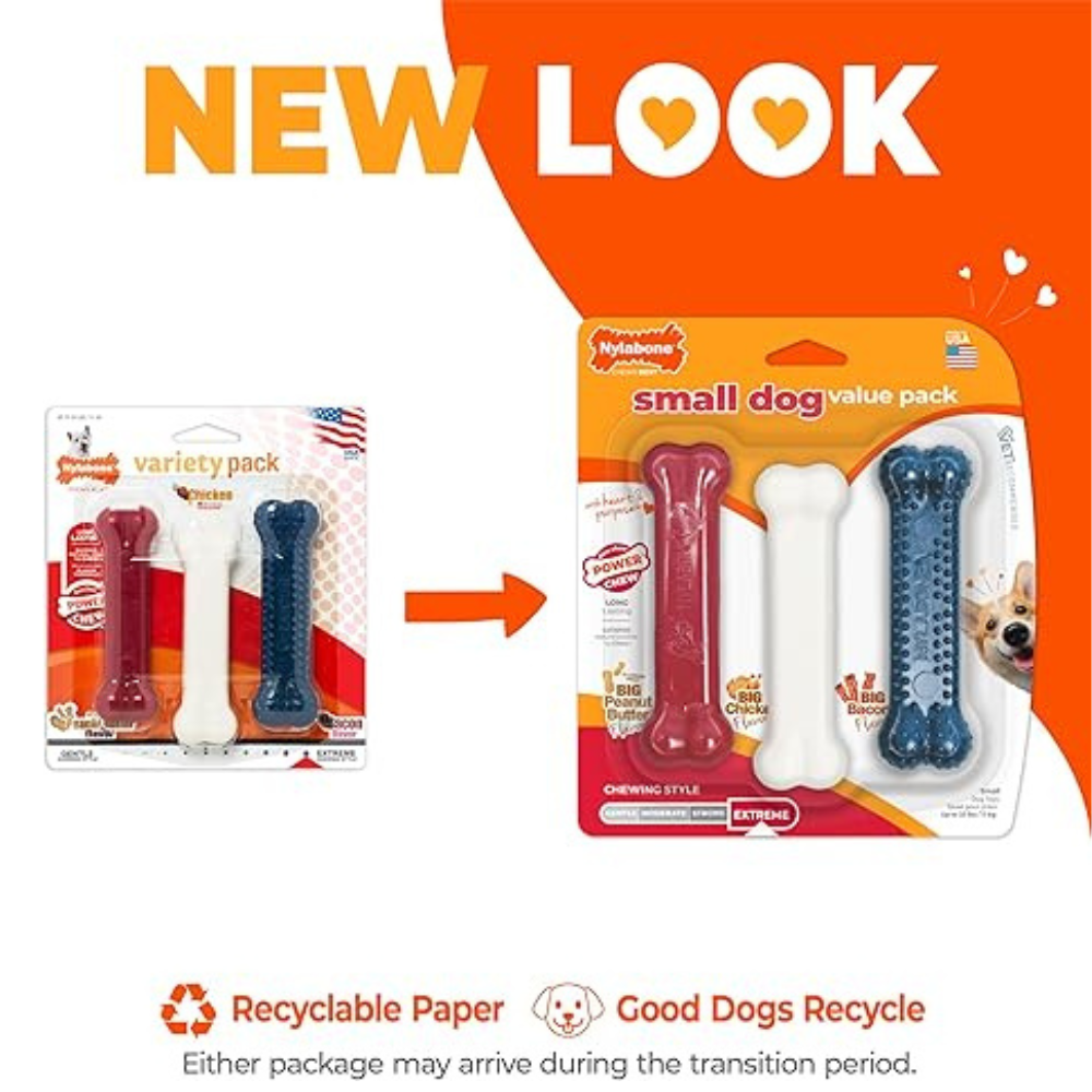 Power Chew Nylon Bone Variety Pack, Durable Nylon Dog Bones, Textured Dental Chews for Small Breeds, Long-Lasting Dental Toys for Aggressive Chewers