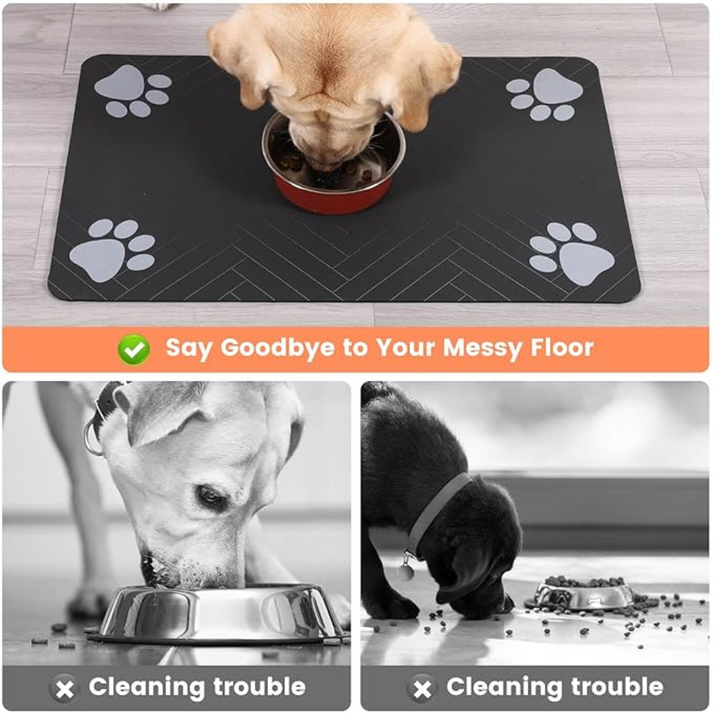 Waterproof Pet Feeding Mat, Non-Slip Silicone Dog Food Tray for Floors, Pet Mat for Food & Water Bowls, Wipe-able Floor Protector